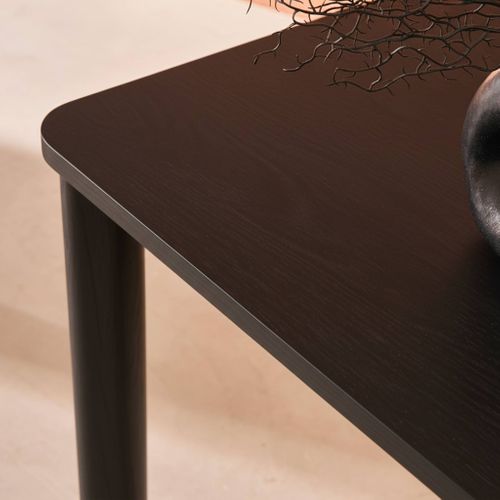 Table à Manger Rectangulaire Bois D'hévéa Et Placage Chêne Noir 6 Places - 180 X 100 X 75 Cm -