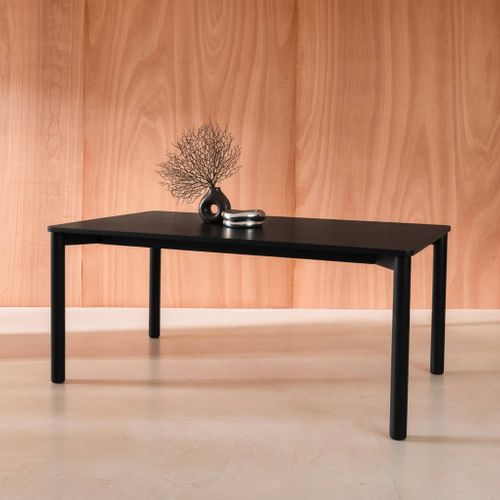 Table à Manger Rectangulaire Bois D'hévéa Et Placage Chêne Noir 6 Places - 180 X 100 X 75 Cm -