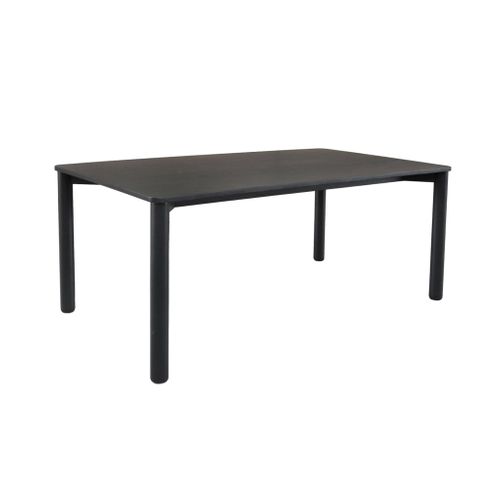 Table à Manger Rectangulaire Bois D'hévéa Et Placage Chêne Noir 6 Places - 180 X 100 X 75 Cm -