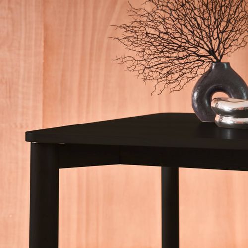 Table à Manger Rectangulaire Bois D'hévéa Et Placage Chêne Noir 6 Places - 180 X 100 X 75 Cm -