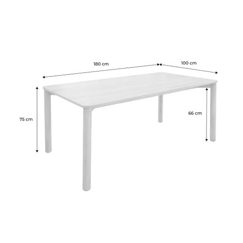 Table à Manger Rectangulaire Bois D'hévéa Et Placage Chêne Noyer 6 Places - 180 X 100 X 75 Cm -