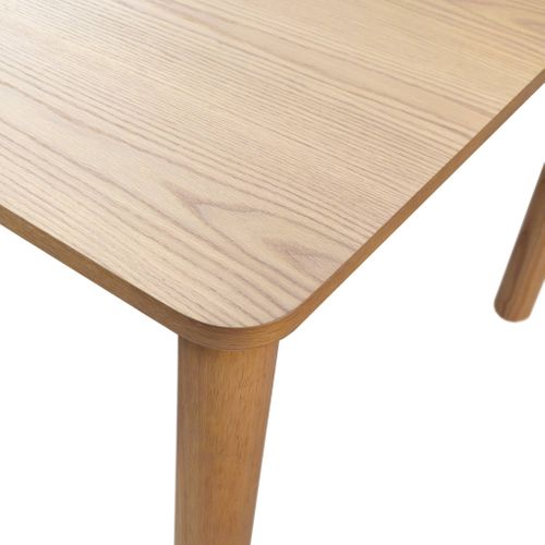 Table à Manger Rectangulaire Bois D'hévéa Et Placage Chêne Naturel 6 Places - 180 X 100 X 75 Cm -