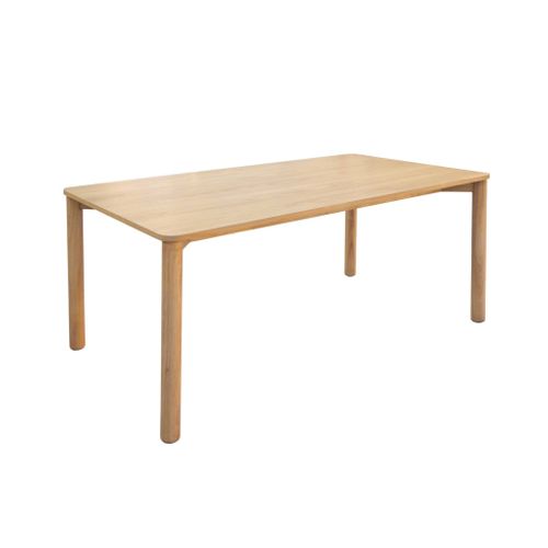 Table à Manger Rectangulaire Bois D'hévéa Et Placage Chêne Naturel 6 Places - 180 X 100 X 75 Cm -
