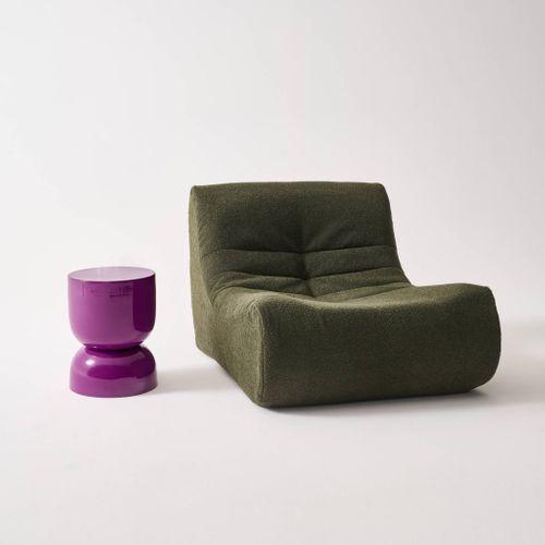 Table D'appoint. Bout De Canapé. Table De Chevet En Métal Effet Glassy Violet Madi Ø32 X H 42cm