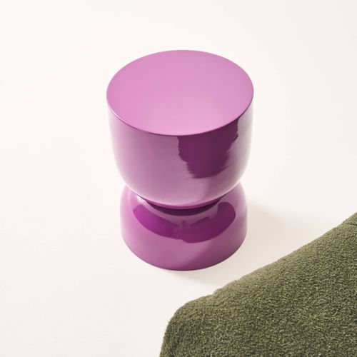 Table D'appoint. Bout De Canapé. Table De Chevet En Métal Effet Glassy Violet Madi Ø32 X H 42cm