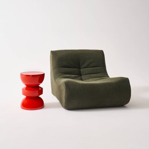 Table D'appoint. Bout De Canapé. Table De Chevet En Métal Effet Glassy Orange Assa. D.32 X H 44.5cm