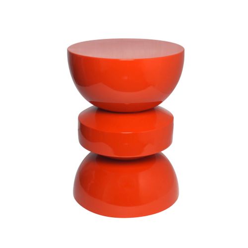 Table D'appoint. Bout De Canapé. Table De Chevet En Métal Effet Glassy Orange Assa. D.32 X H 44.5cm