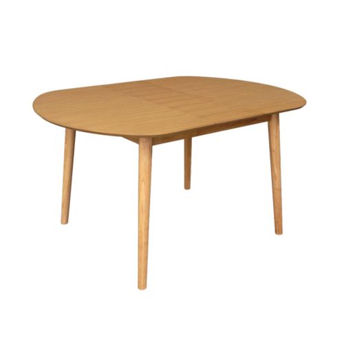 Table à Manger Ovale Extensible Bois D'hévéa Et Placage Chêne Naturel 4-6 Places - 110 / 140 X 100