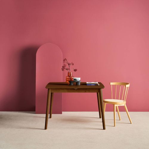 Table à Manger Rectangulaire Extensible Bois D'hévéa Et Placage Chêne Noyer 4-6 Places - 110/140 X