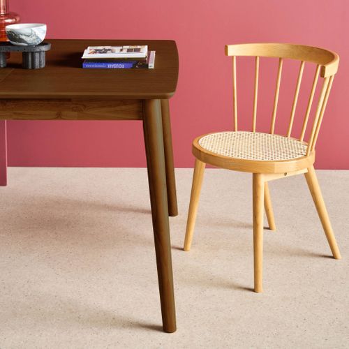 Table à Manger Rectangulaire Extensible Bois D'hévéa Et Placage Chêne Noyer 4-6 Places - 110/140 X