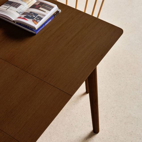 Table à Manger Rectangulaire Extensible Bois D'hévéa Et Placage Chêne Noyer 4-6 Places - 110/140 X