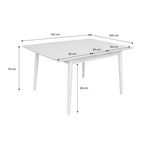 Table à Manger Rectangulaire Extensible Bois D'hévéa Et Placage Chêne Naturel 4-6 Places - 110/140