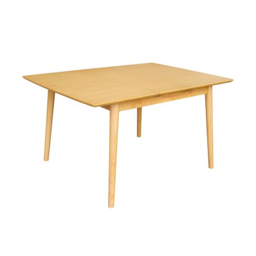 Table à Manger Rectangulaire Extensible Bois D'hévéa Et Placage Chêne Naturel 4-6 Places - 110/140
