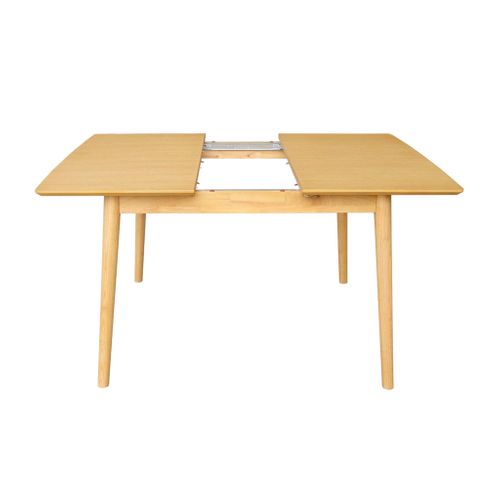 Table à Manger Rectangulaire Extensible Bois D'hévéa Et Placage Chêne Naturel 4-6 Places - 110/140