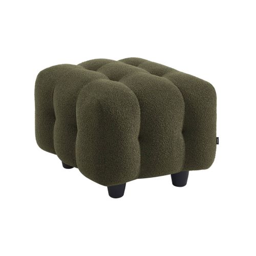 Pouf. Module Pour Canapé. Repose-pieds Pour Canapé 2 Places En Bouclette Texturée Kaki L 69 X P 59