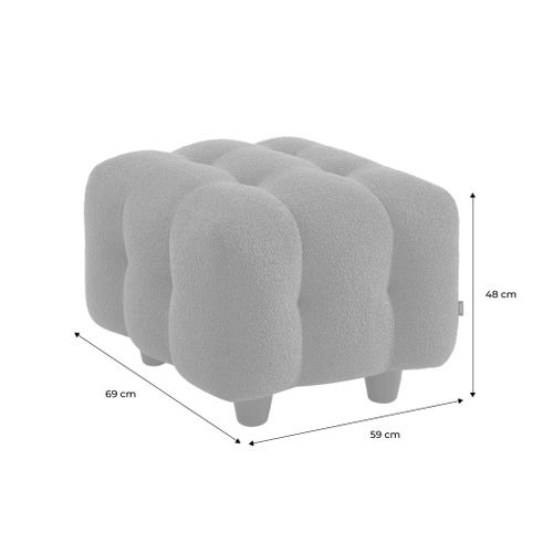 Pouf. Module Pour Canapé. Repose-pieds Pour Canapé 2 Places En Bouclette Texturée Beige L 69 X P 59