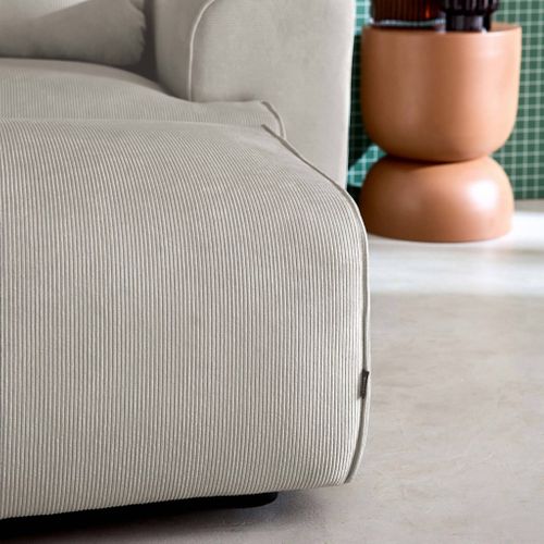 Pouf. Module Pour Canapé. Repose-pieds Pour Canapé 3 Places En Velours Côtelé Greige. L 102 X P 70