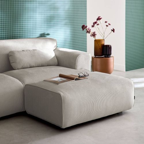 Pouf. Module Pour Canapé. Repose-pieds Pour Canapé 3 Places En Velours Côtelé Greige. L 102 X P 70