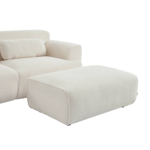 Pouf. Module Pour Canapé. Repose-pieds Pour Canapé 3 Places En Bouclette Crème. L 102 X P 70 X H