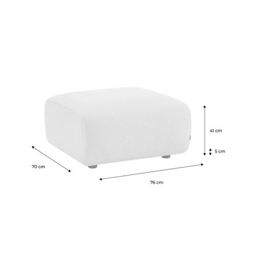 Pouf. Module Pour Canapé. Repose-pieds Pour Canapé 2 Places En Bouclette Crème. L 76 X P 70 X H
