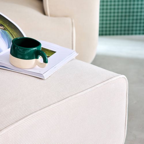 Pouf. Module Pour Canapé. Repose-pieds Pour Canapé 2 Places En Velours Côtelé Crème. L 76 X P 70 X