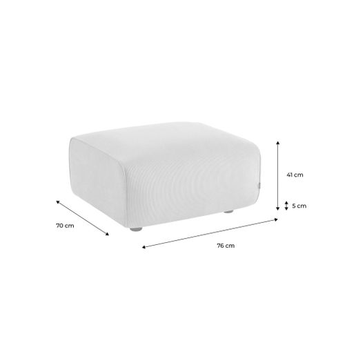 Pouf. Module Pour Canapé. Repose-pieds Pour Canapé 2 Places En Velours Côtelé Crème. L 76 X P 70 X