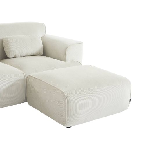 Pouf. Module Pour Canapé. Repose-pieds Pour Canapé 2 Places En Velours Côtelé Crème. L 76 X P 70 X
