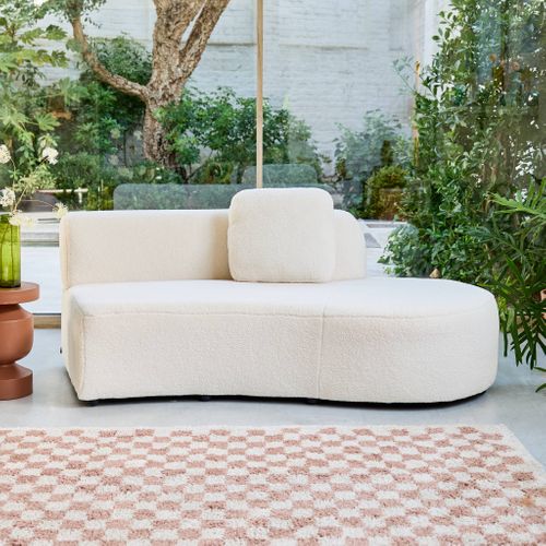 Canapé Virgule Organique Droite 2-3 Places Bouclette Crème L 171 X P 93 X H 68cm - Wave