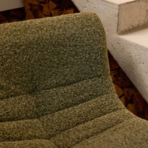 Chauffeuse Tissu Effet Alpaca 3 Places. Kaki. Style Contemporain. L 91 X P 105 X H 72cm