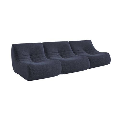 Chauffeuse Tissu Effet Alpaca 3 Places. Bleu Nuit. Style Contemporain. L 91 X P 105 X H 72cm