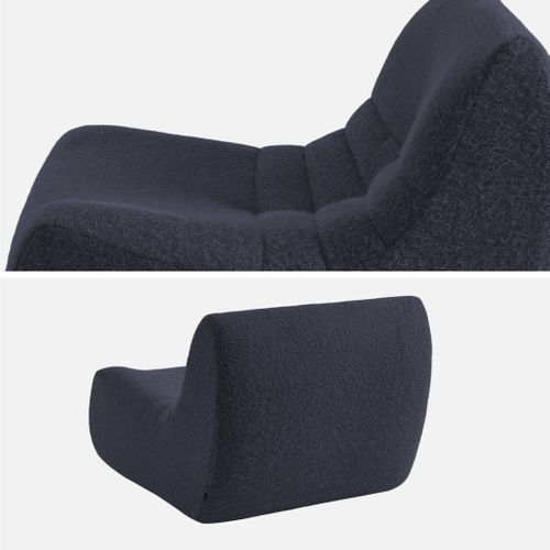 Chauffeuse Tissu Effet Alpaca 3 Places. Bleu Nuit. Style Contemporain. L 91 X P 105 X H 72cm