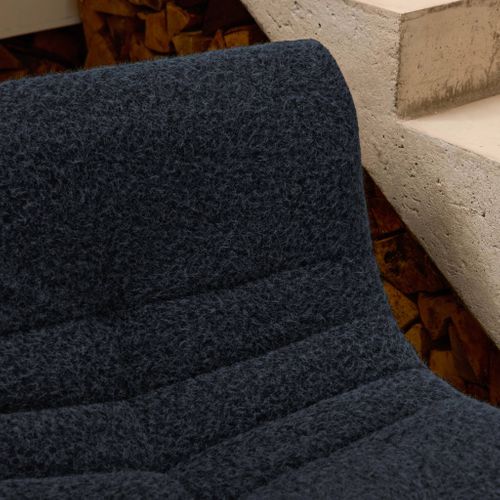 Chauffeuse Tissu Effet Alpaca 2 Places. Bleu Nuit. Style Contemporain. L 91 X P 105 X H 72cm