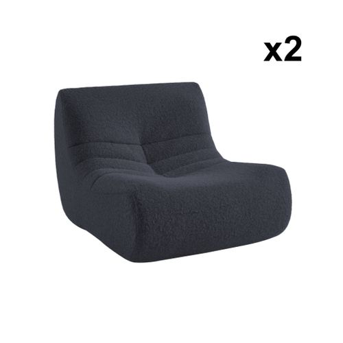 Chauffeuse Tissu Effet Alpaca 2 Places. Bleu Nuit. Style Contemporain. L 91 X P 105 X H 72cm