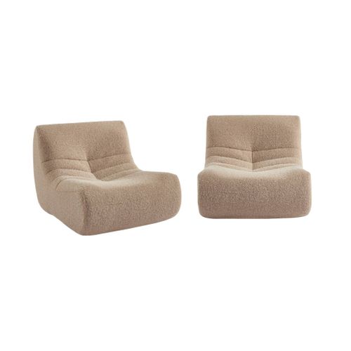 Chauffeuse Tissu Effet Alpaca 2 Places. Beige. Style Contemporain. L 91 X P 105 X H 72cm