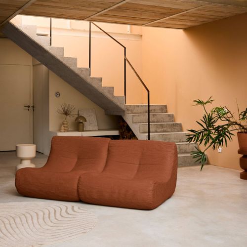 Chauffeuse Velours Côtelé 2 Places Terracotta L 91 X P 105 X H 72 Cm - Sokol