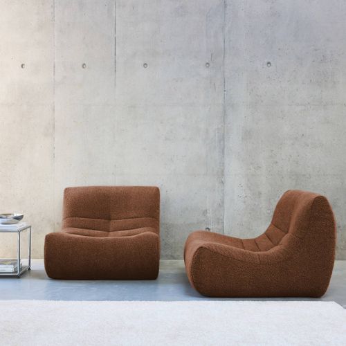 Lot De 2 Fauteuils Chauffeuses En Bouclette Texturée Terracotta Style Contemporain 1 Place