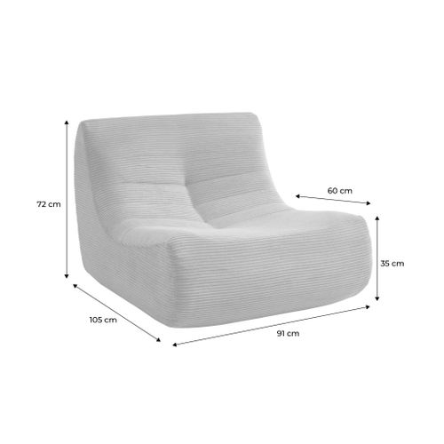 Chauffeuse Velours Côtelé 1 Place Terracotta L 91 X P 105 X H 72 Cm - Sokol