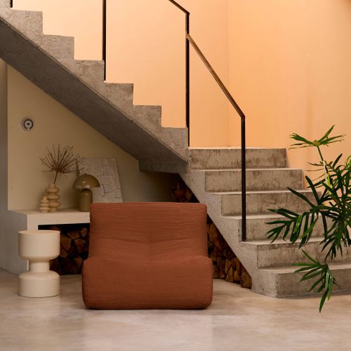 Chauffeuse Velours Côtelé 1 Place Terracotta L 91 X P 105 X H 72 Cm - Sokol