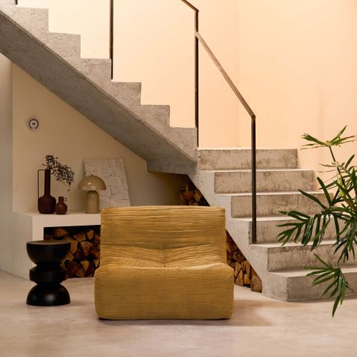 Chauffeuse Velours Côtelé 1 Place Moutarde L 91 X P 105 X H 72 Cm - Sokol