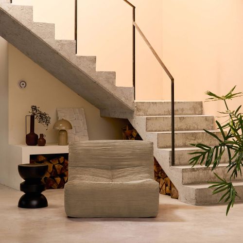 Chauffeuse Velours Côtelé 1 Place Taupe L 91 X P 105 X H 72 Cm - Sokol