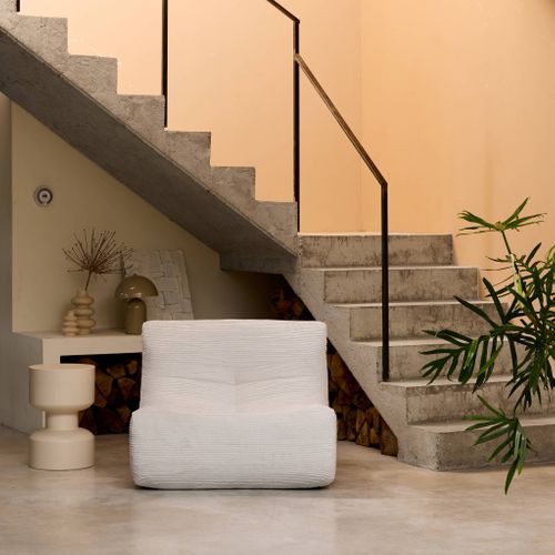 Chauffeuse Velours Côtelé 1 Place Crème L 91 X P 105 X H 72 Cm - Sokol