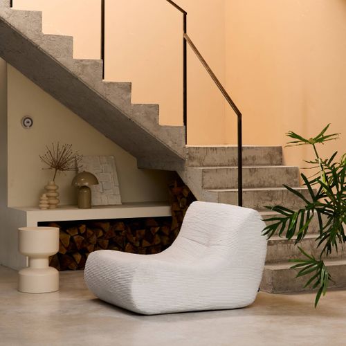 Chauffeuse Velours Côtelé 1 Place Crème L 91 X P 105 X H 72 Cm - Sokol