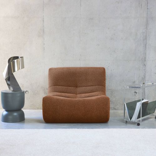 Fauteuil Chauffeuse En Bouclette Texturée Terracotta Style Contemporain 1 Place