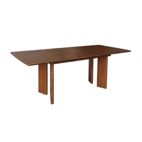 Table à Manger Rectangulaire Extensible Bois D'hévéa Et Placage Chêne Noyer 6-8 Places 170-210cm -