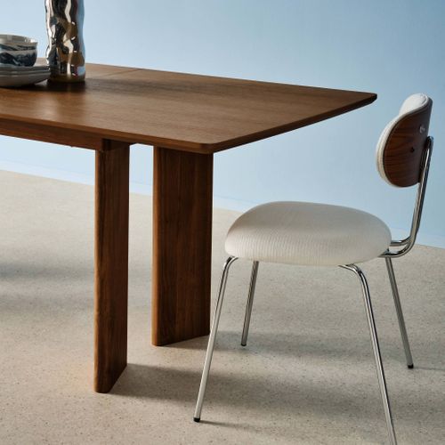 Table à Manger Rectangulaire Extensible Bois D'hévéa Et Placage Chêne Noyer 6-8 Places 170-210cm -