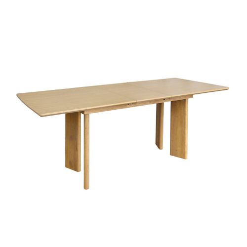 Table à Manger Rectangulaire Extensible Bois D'hévéa Et Placage Chêne Naturel 6-8 Places 170-210cm