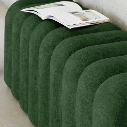 Banc. Bout De Lit Contemporain En Tissu Vert Foncé