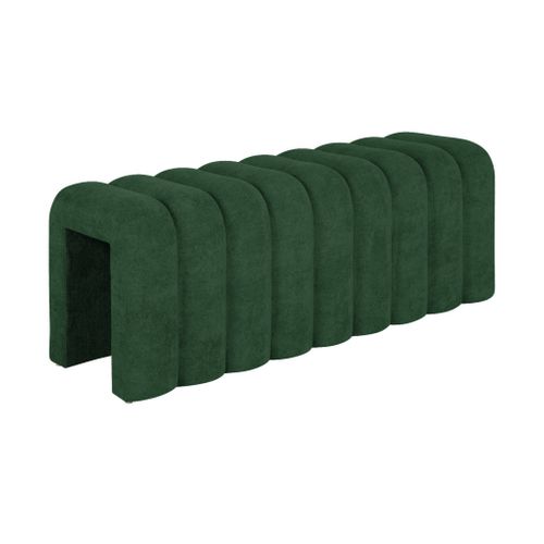 Banc. Bout De Lit Contemporain En Tissu Vert Foncé