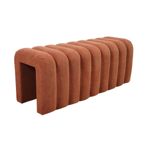 Banc. Bout De Lit Blanc Contemporain En Tissu Orange