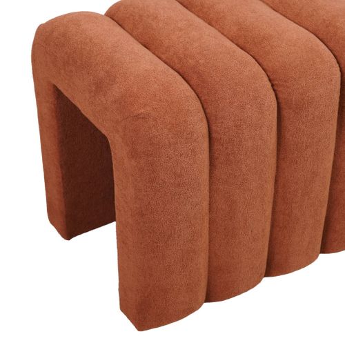 Banc. Bout De Lit Blanc Contemporain En Tissu Orange